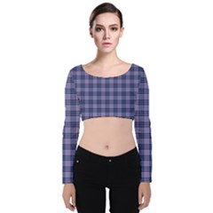 Purple Plaid Tartan 1 Velvet Long Sleeve Crop Top by dressshop