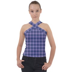 Purple Plaid Tartan 1 Cross Neck Velour Top by dressshop