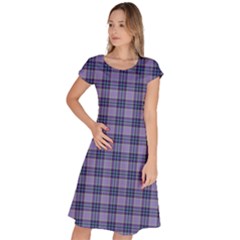 Purple Plaid Tartan 1 Classic Short Sleeve Dress by dressshop