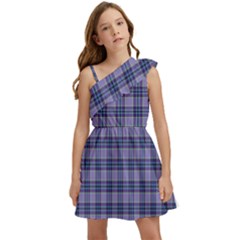 Purple Plaid Tartan 1 Kids  One Shoulder Party Dress by dressshop