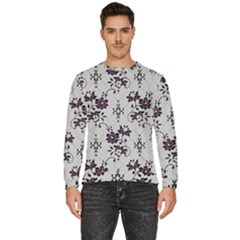 Elegant Purple Floral Jacquard Mesh Lace Fabric Men s Fleece Sweatshirt by ArtfulThreads