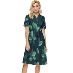 Foliage Button Top Knee Length Dress by HermanTelo