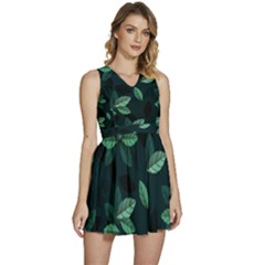 Foliage Sleeveless High Waist Mini Dress by HermanTelo