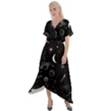 Cosmic Black Space Star Cross Front Sharkbite Hem Maxi Dress View1