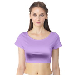 Luscious Lavender Hex #cca3e7 Short Sleeve Crop Top by dressshop