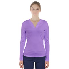 Luscious Lavender Hex #cca3e7 V-neck Long Sleeve Top by dressshop