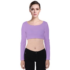 Luscious Lavender Hex #cca3e7 Velvet Long Sleeve Crop Top by dressshop