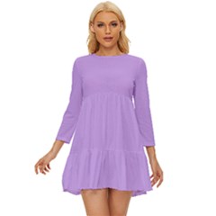 Luscious Lavender Hex #cca3e7 Long Sleeve Babydoll Dress by dressshop