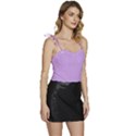 Luscious Lavender Hex #cca3e7 Flowy Camisole Tie Up Top View3