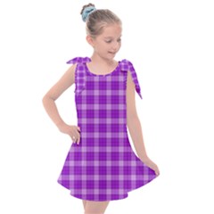 Purple Plaid Tartan 3 Kids  Tie Up Tunic Dress by dressshop