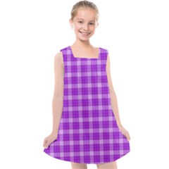 Purple Plaid Tartan 3 Kids  Cross Back Dress by dressshop