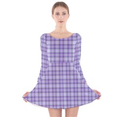 Purple Plaid Tartan 2 Long Sleeve Velvet Skater Dress by dressshop