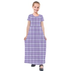 Purple Plaid Tartan 2 Kids  Short Sleeve Maxi Dress by dressshop