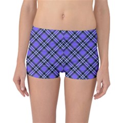 Blue Tartan Plaid 1 Diagonal Reversible Boyleg Bikini Bottoms by dressshop