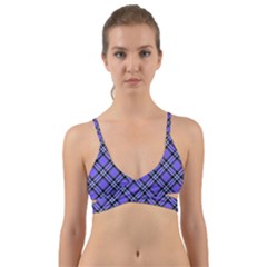 Blue Tartan Plaid 1 Diagonal Wrap Around Bikini Top by dressshop