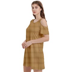 Autumn Fall Plaid Tartan 1 Women s Cold Shoulder Round Neck Mini Dress by dressshop