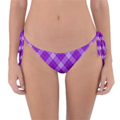 Purple Plaid Tartan 3 Diagonal (2) Reversible Bikini Bottoms by dressshop