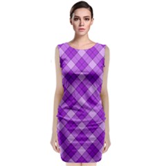 Purple Plaid Tartan 3 Diagonal (2) Sleeveless Velvet Midi Dress by dressshop