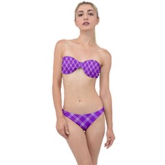 Purple Plaid Tartan 3 Diagonal (2) Classic Bandeau Bikini Set by dressshop