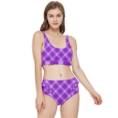 Purple Plaid Tartan 3 Diagonal (2) Frilly Bikini Set by dressshop