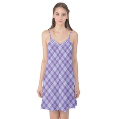 Purple Plaid Tartan 2 Diagonal Camis Nightgown  by dressshop