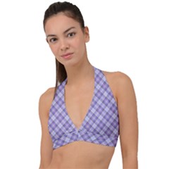 Purple Plaid Tartan 2 Diagonal Halter Plunge Bikini Top by dressshop