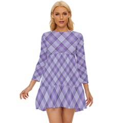 Purple Plaid Tartan 2 Diagonal Long Sleeve Babydoll Dress by dressshop