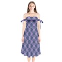 Purple Plaid Tartan 1 Diagonal Shoulder Tie Bardot Midi Dress View1