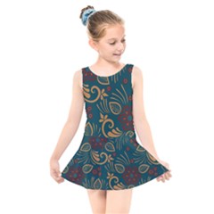 Flowers Floral Retro Flower Texture Kids  Skater Dress Swimsuit