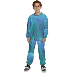 Psicodelia Zyguratti Texture Cyanturquoise Kids  Sweatshirt Set by Salmanaz77