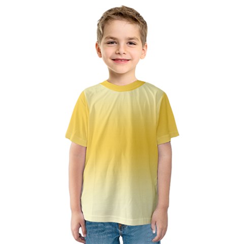 Cream Yellow To Amber Orange Bilinear Gradient Kids  Sport Mesh T-shirt by GradientsOmbre