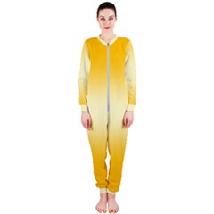 Amber Orange To Cream Yellow Bilinear Gradient Onepiece Jumpsuit (ladies) by GradientsOmbre