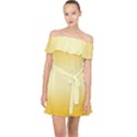 Amber Orange To Cream Yellow Bilinear Gradient Off Shoulder Chiffon Dress View1