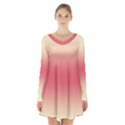 Cream Yellow To Crimson Red Bilinear Gradient Long Sleeve Velvet V-neck Dress View1