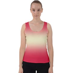 Crimson Red To Cream Yellow Bilinear Gradient Velvet Tank Top by GradientsOmbre