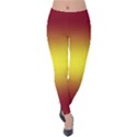 Burgundy Red To Electric Yellow Bilinear Gradient Velvet Leggings View1