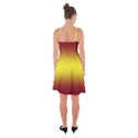 Burgundy Red To Electric Yellow Bilinear Gradient Ruffle Detail Chiffon Dress View2