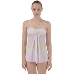 Pink Lace To Cream Yellow Bilinear Gradient Babydoll Tankini Set by GradientsOmbre