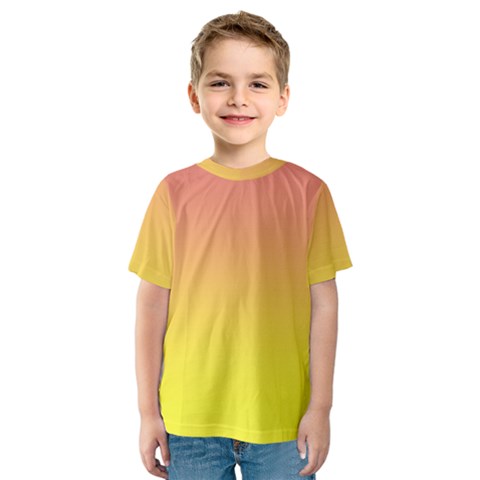 Coral Pink To Electric Yellow Linear Gradient Kids  Sport Mesh T-shirt by GradientsOmbre