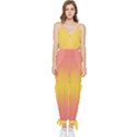 Coral Pink To Electric Yellow Bilinear Gradient Sleeveless Tie Ankle Chiffon Jumpsuit View1