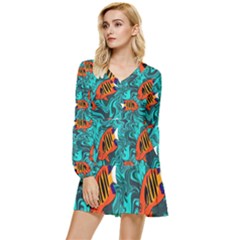 Flame Swirls Tiered Long Sleeve Mini Dress by SeaworthyClothing