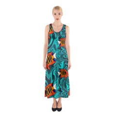 Flame Swirls Sleeveless Maxi Dress by SeaworthyClothing