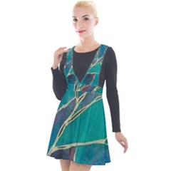 Aqua Batik, Abstract, Colorful Plunge Pinafore Velour Dress by kyorashop23