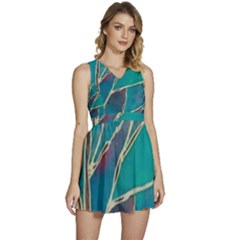 Aqua Batik, Abstract, Colorful Sleeveless High Waist Mini Dress by kyorashop23