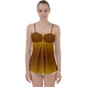 Amber Orange To Chocolate Brown Bilinear Gradient Babydoll Tankini Top View1