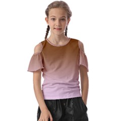 Chocolate Brown To Pink Lace Linear Gradient Kids  Butterfly Cutout T-shirt by GradientsOmbre