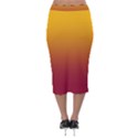 Amber Orange To Burgundy Red Linear Gradient Velvet Midi Pencil Skirt View2