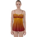 Amber Orange To Burgundy Red Linear Gradient Babydoll Tankini Set View1