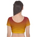 Burgundy Red To Amber Orange Linear Gradient Velvet Short Sleeve Crop Top  View2