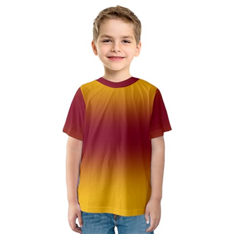 Amber Orange To Burgundy Red Bilinear Gradient Kids  Sport Mesh T-shirt by GradientsOmbre